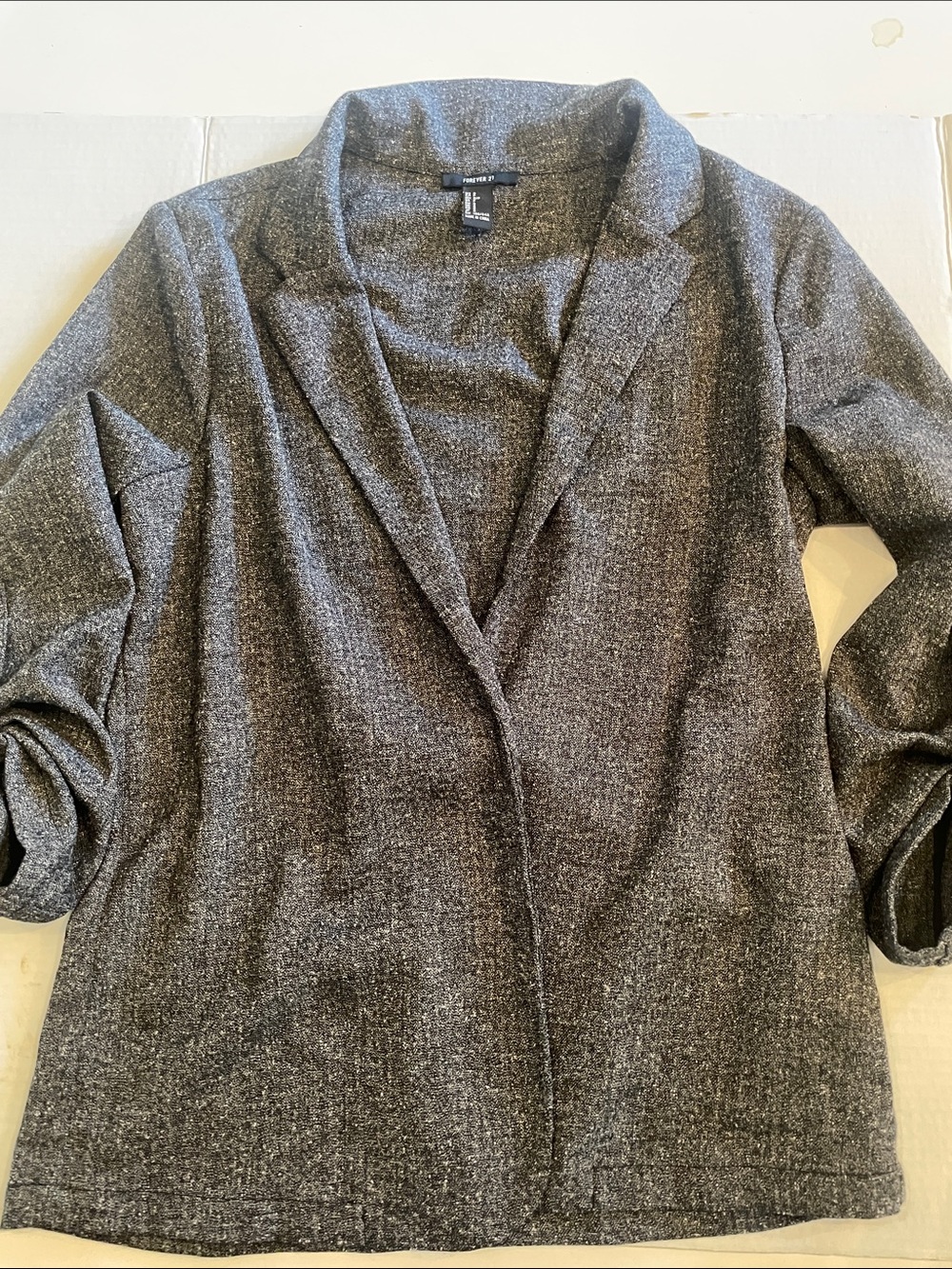 Forever 21 Heathered Charcoal Open-Front Blazer